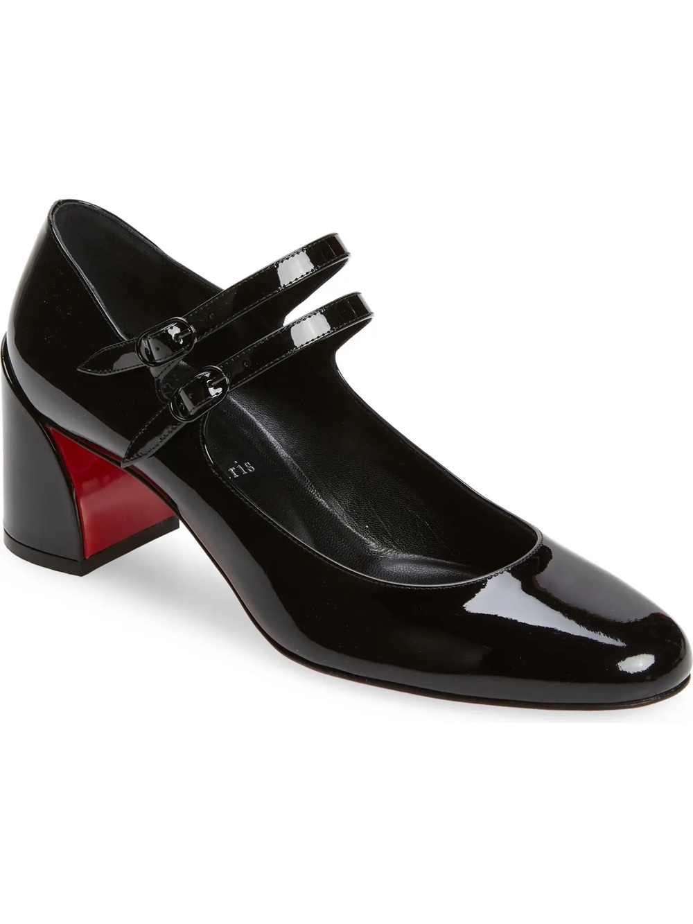 🔥100% Authentic🔥Christian Louboutin Black Patent Mary Jane Heels with Red Accent